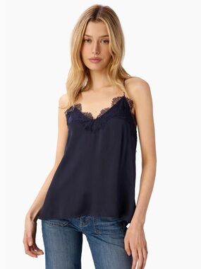 Cami NYC Lace Trim Racerback Camisole Navy